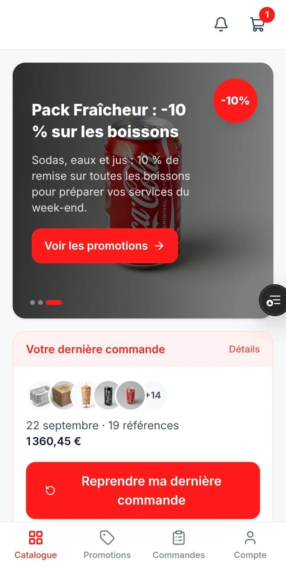Application de commande B2B d’un grossiste alimentaire