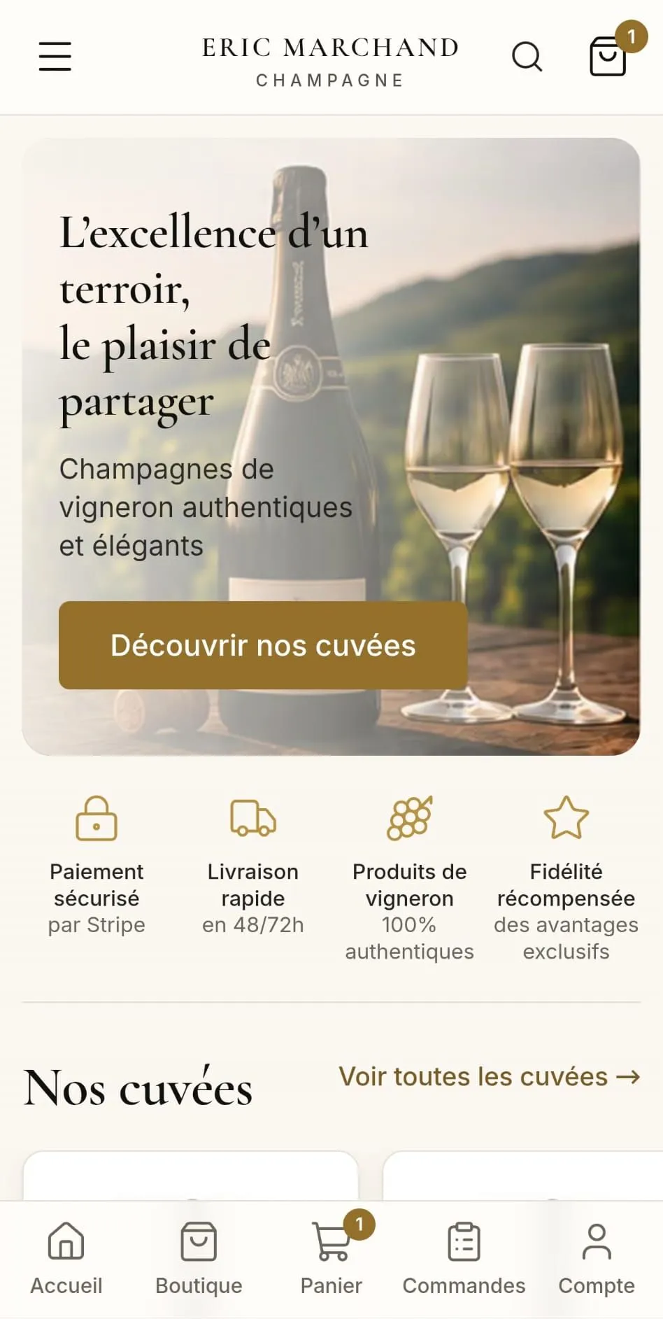 Application de vente directe Eric Marchand Champagne